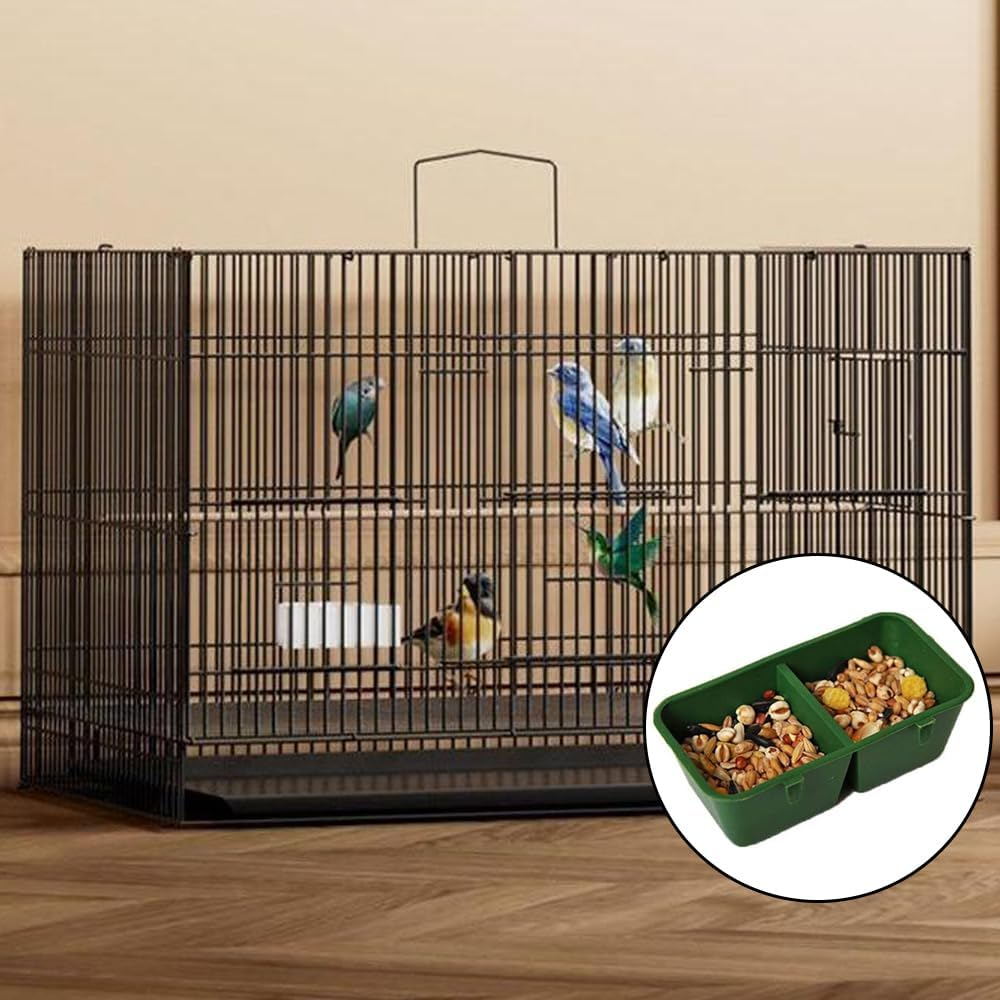 2 in 1 Parrot Cage Food and Water Bowl, Double Groove Bird Feeder, Plastic No-Mess Feeder Bowl for Parrots and Small Birds image number 1