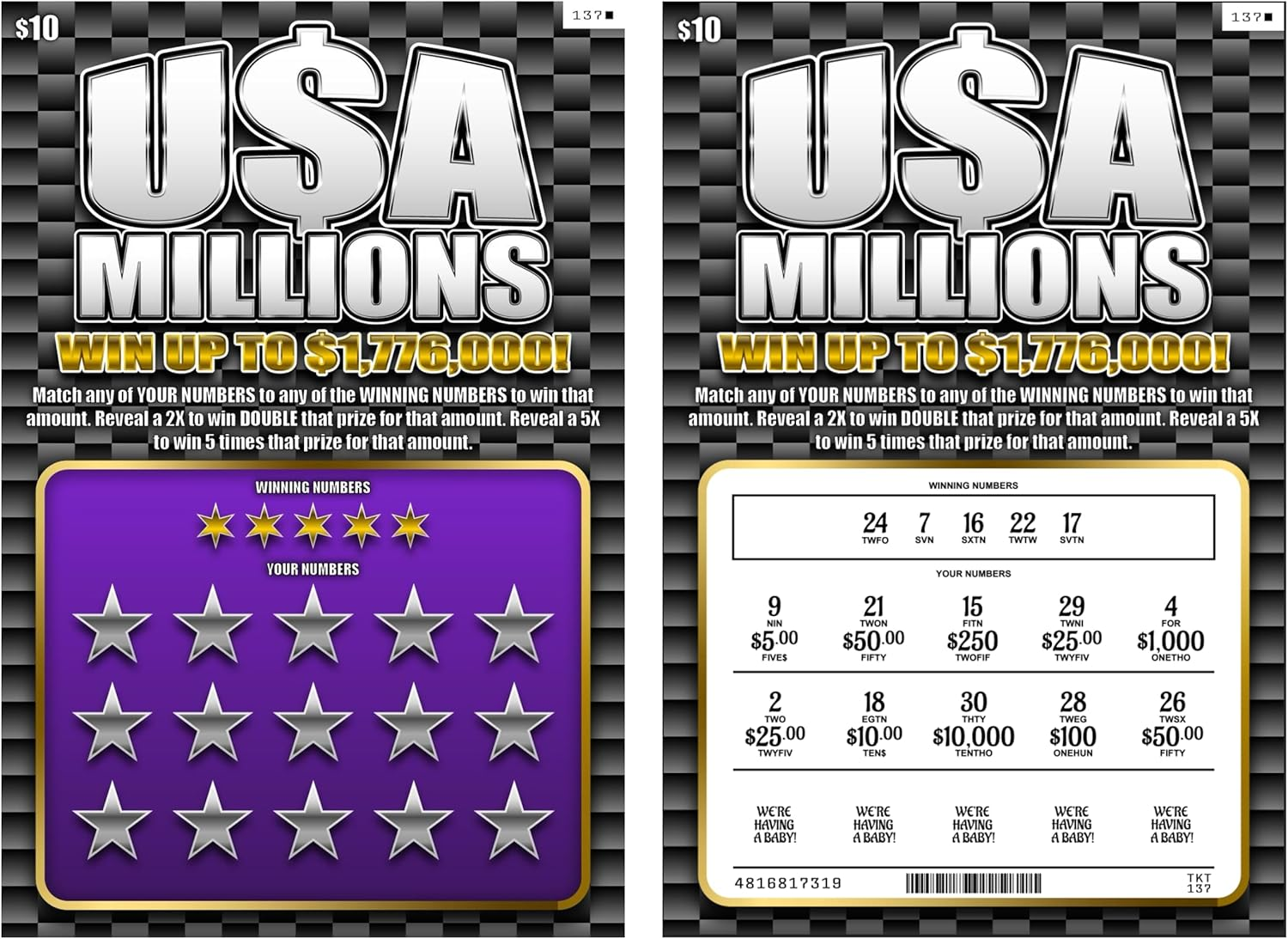 Twin Pregnancy Announcement Card - We'Re Having Twins - Six Twin Baby Reveal Scratcher off Tickets Included - Pregnancy Announcement for Husband - Baby Shower Decorations - Fun Surprise Cards