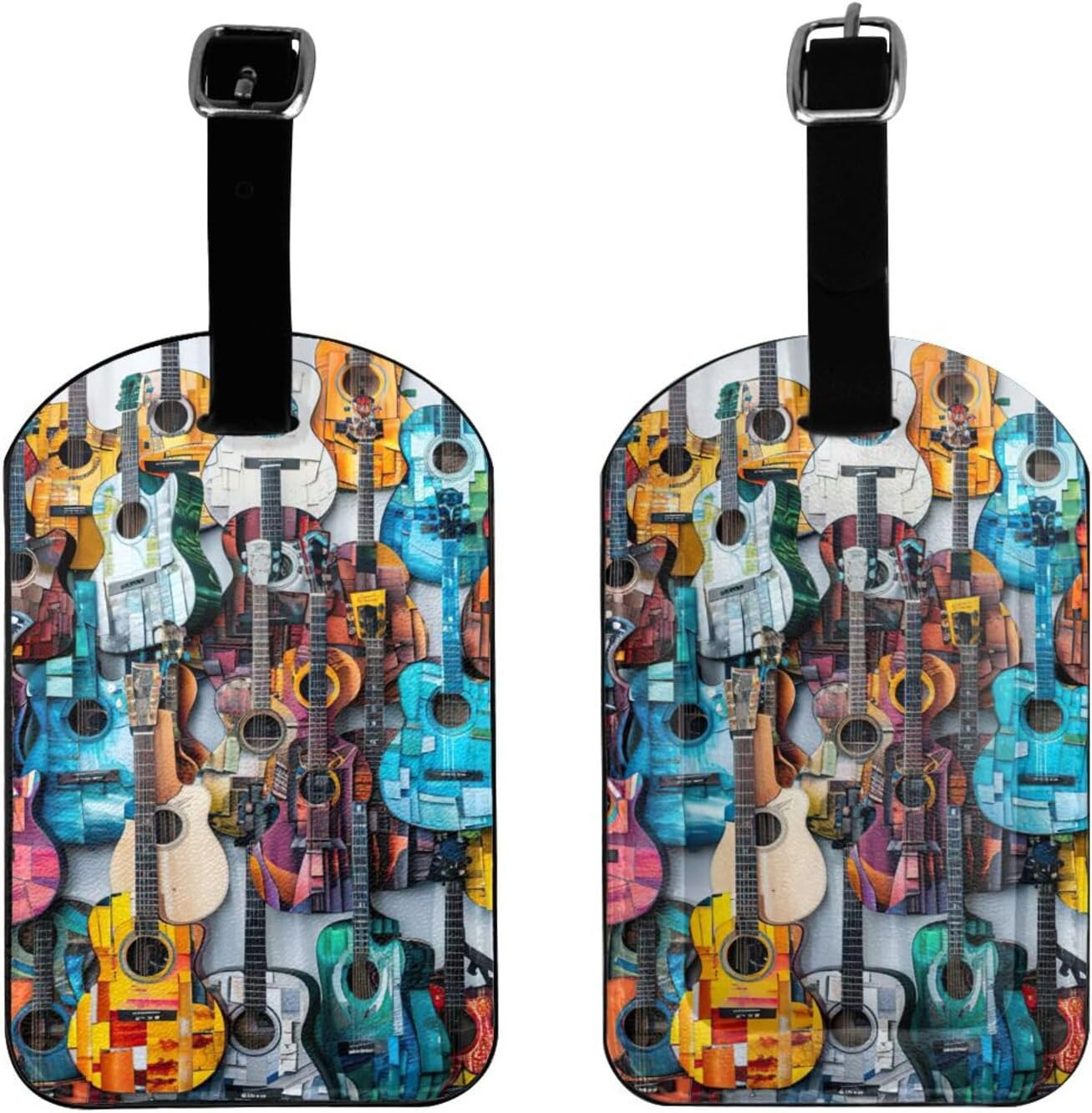 Color Acoustic and Guitars Print Elegant Tag Stylish Tag Luggage Tag 4.3 X 2.76 Inch for Suitcases Travel Bags image number 5