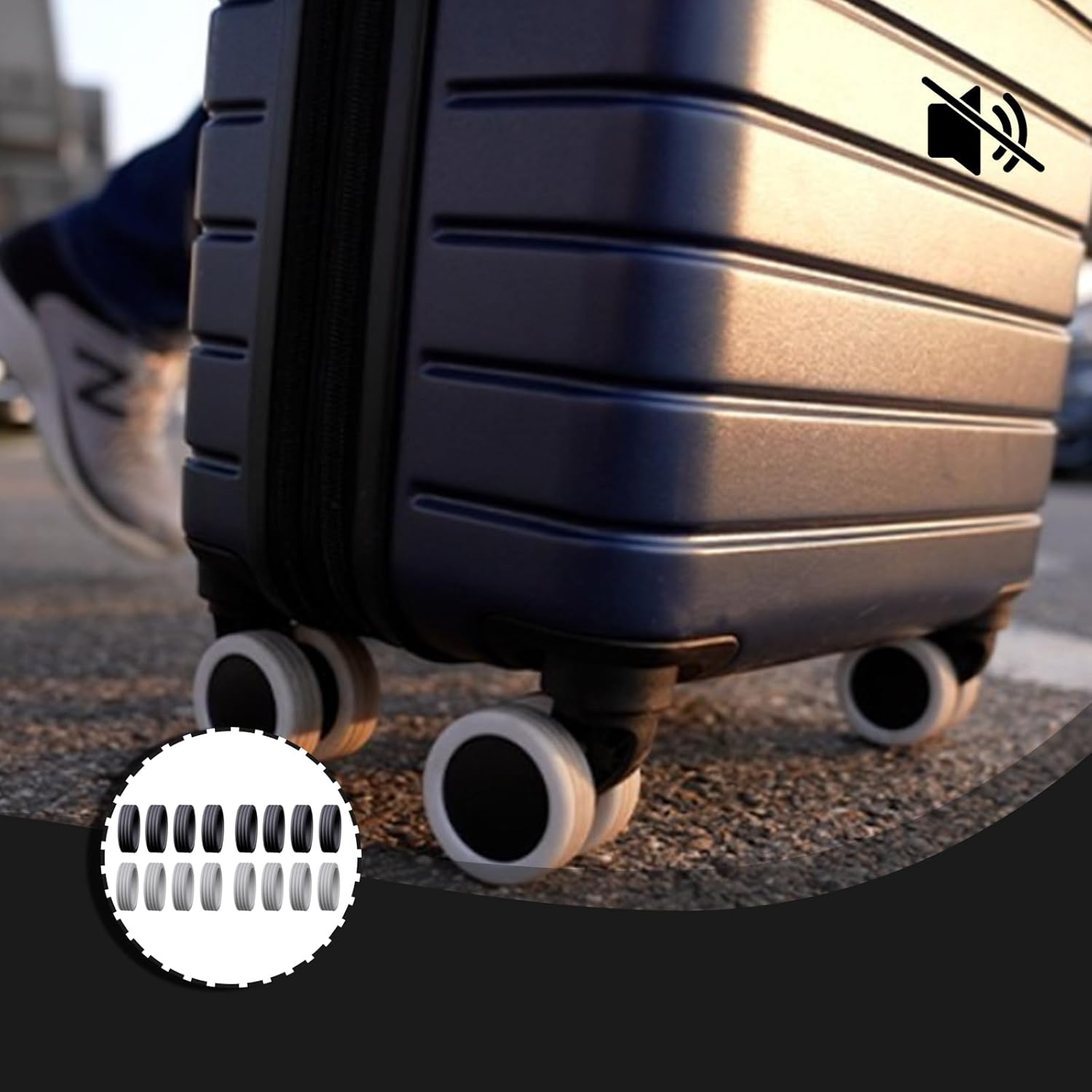 LDBKLGHJ Suitcase Protective Cover, Suitcase Wheel Covers, Pack of 16 Suitcase Wheel Covers for Noise Reduction, Hand Luggage Wheel Cover for Most Spinner Wheels image number 4