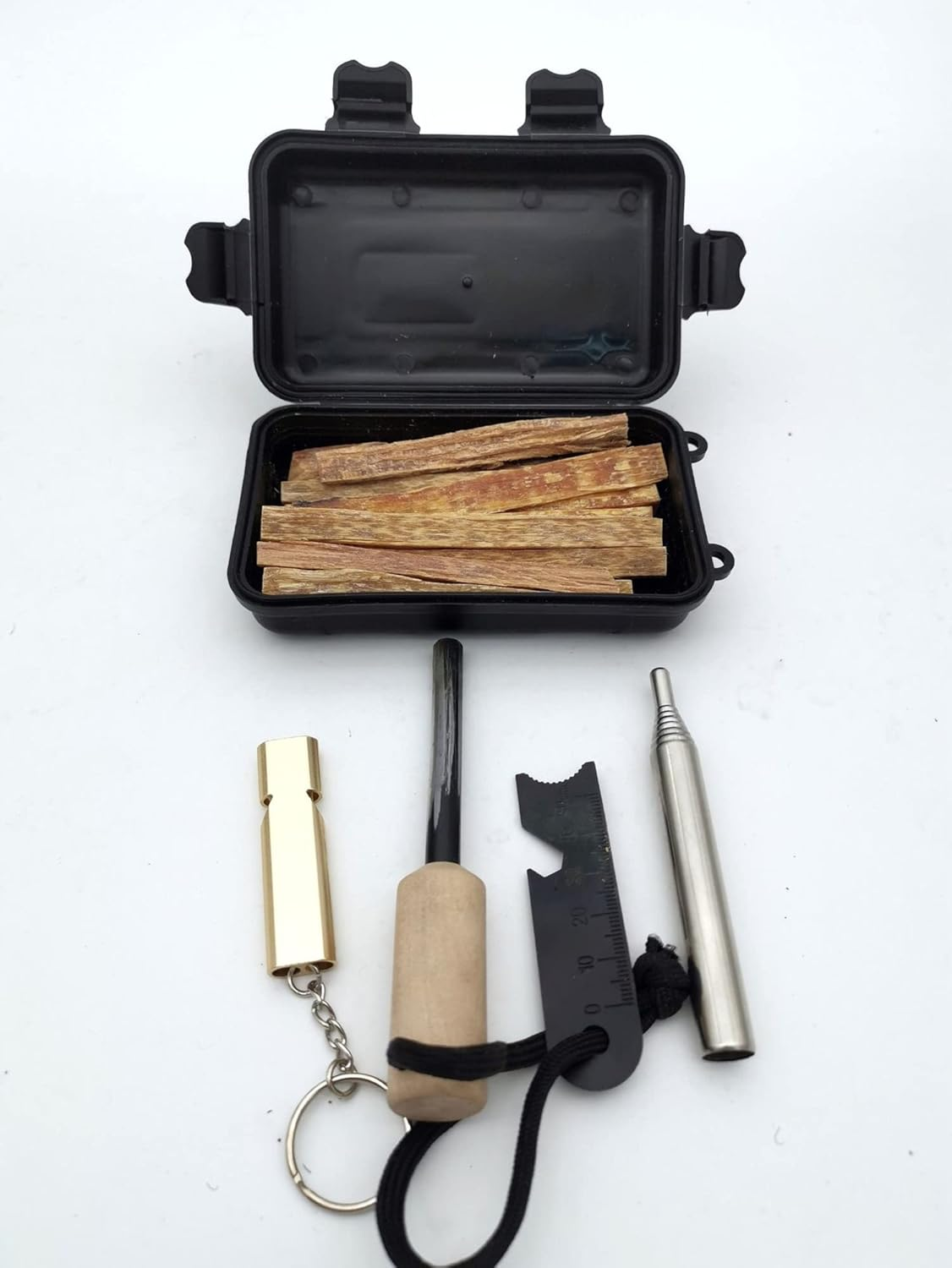 WDOPEN Fire Starting Kit,Outdoor Survival Kit,Includes Multiple Fire Starting Systems and Emergency Tinder Sources,Perfect for Camping, Hiking