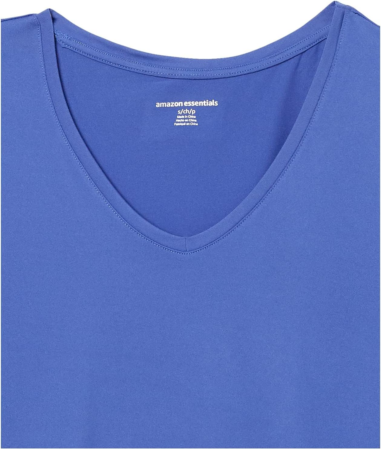 Amazon Essentials Women'S Tech Stretch Short-Sleeve V-Neck T-Shirt (Available in plus Size), Pack of 2, Black/Bright Blue, Large