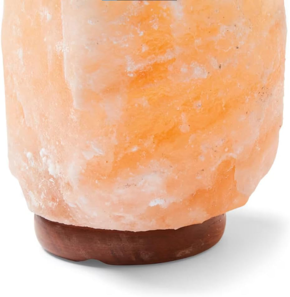 Himalayan Salt Lamp with Wooden Base &ndash; 18.5Cm Tall, 2.1Kg Natural Crystal Rock Lamp for Bedroom or Living Room &ndash; Indoor Decorative Light with Power Cord &ndash; Soothing Warm Glow image number 1
