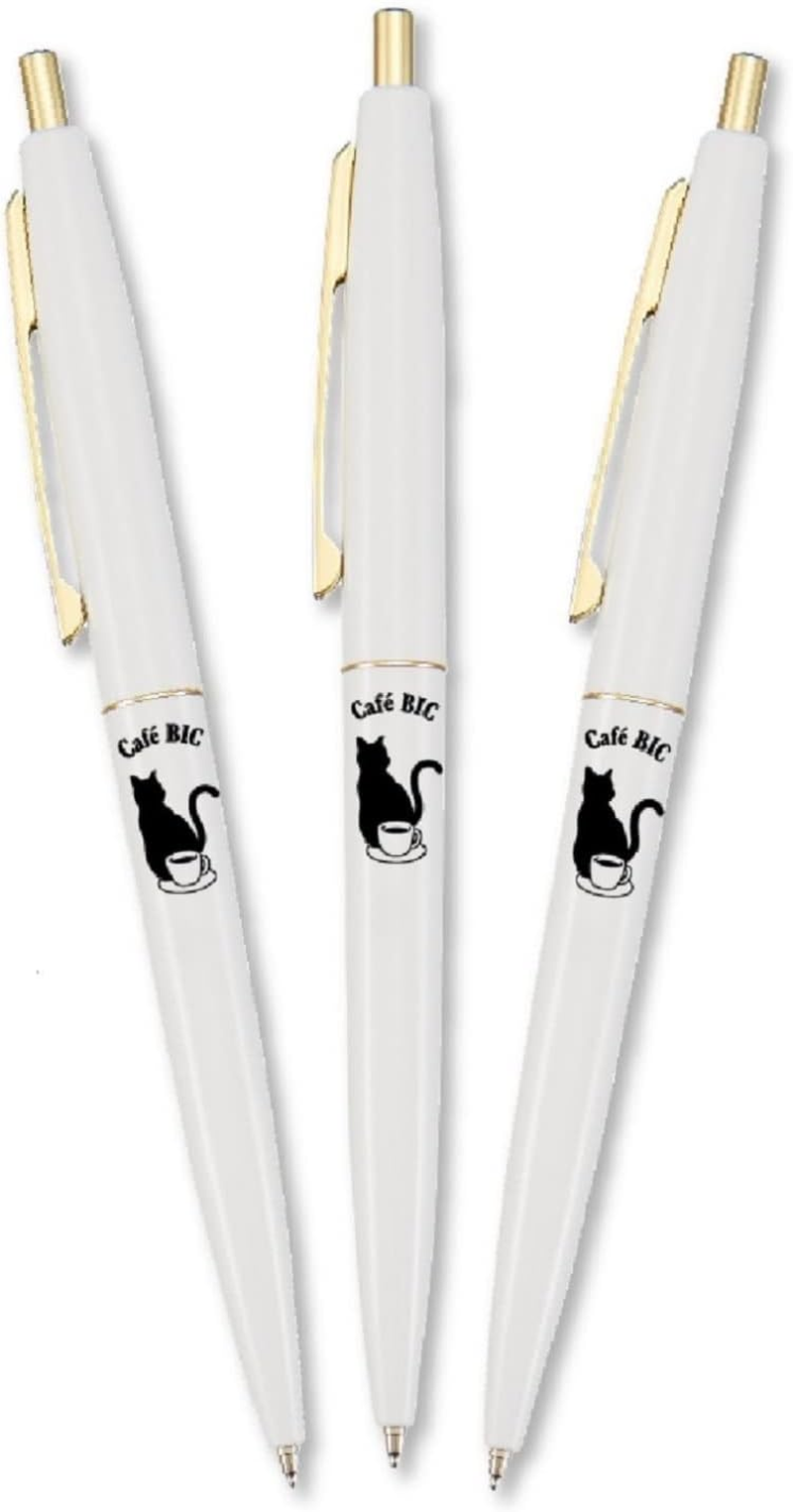 Bic CLG05-CSBJ3P Ballpoint Pen, Click Gold, 0.5, Oil-Based, Black, Smooth, Cat Chokon, Black, Set of 3 image number 2