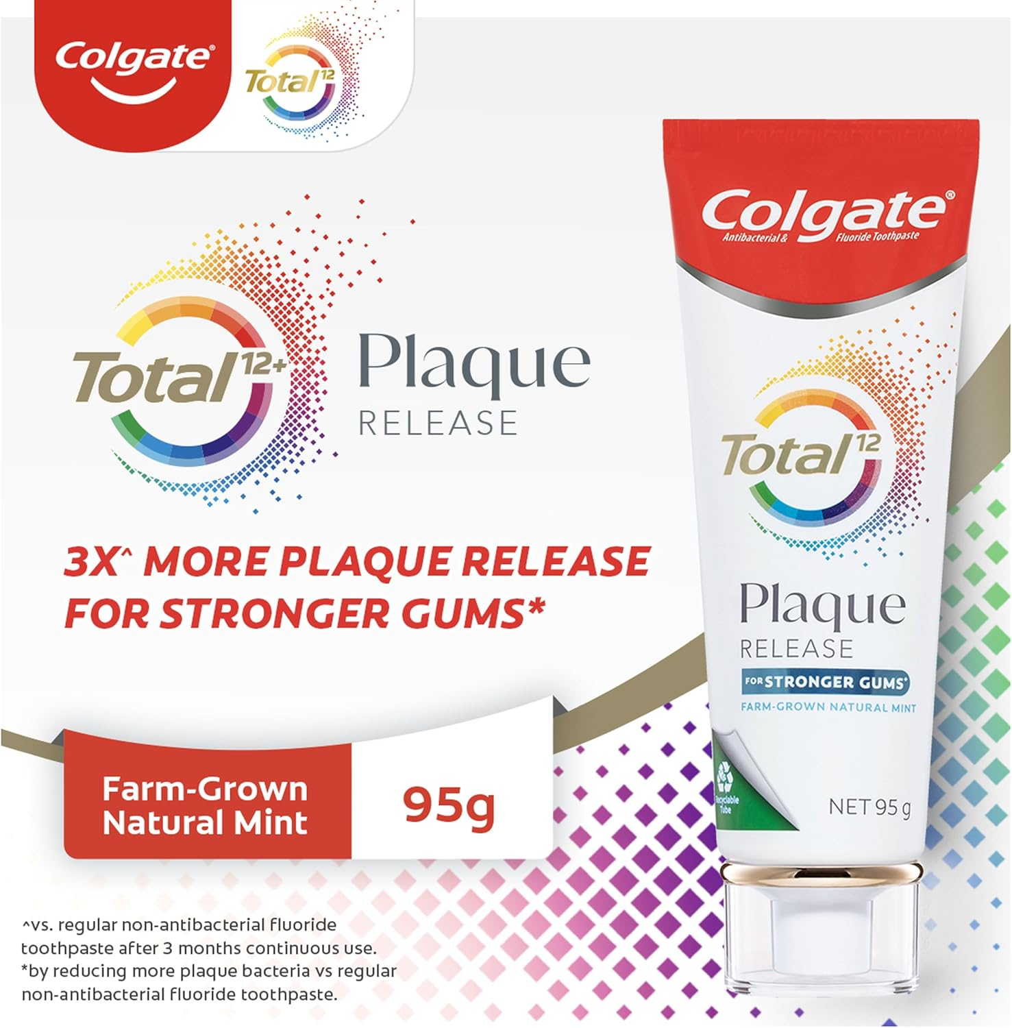 Colgate Total Plaque Release Toothpaste, 95G, Farm-Grown Natural Mint, for Stronger Gums image number 4