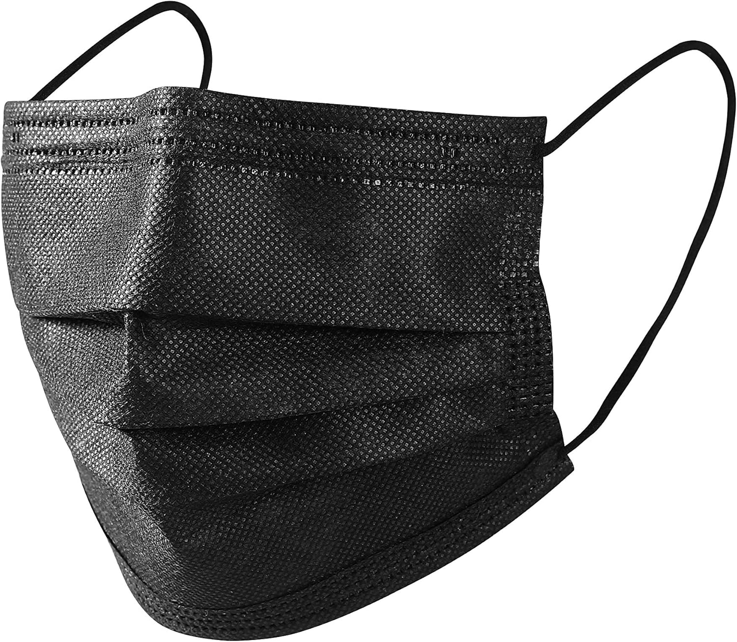 Decor and Home Disposable Face Masks, 50 Pack, Black, 3-Ply, Single Daily Use, Face Mask for Women & Men, Black image number 2