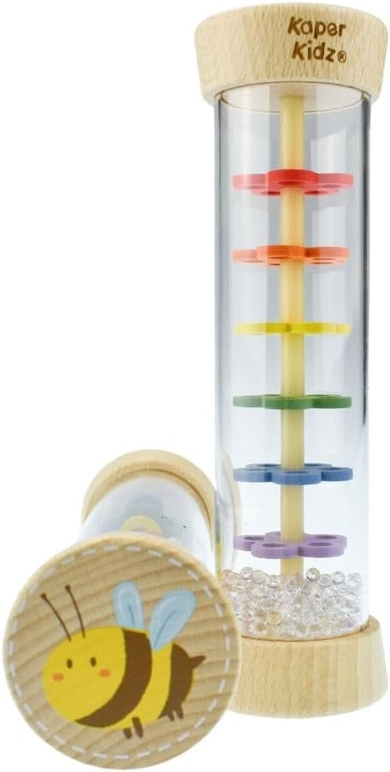 Kaper Kidz - Wooden BEE Rainmaker Rattle | Gentle Sounds for Toddlers and Babies image number 1