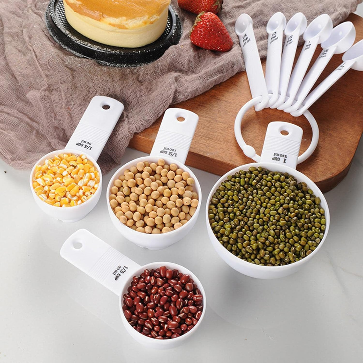 Measuring Cup Set - Simply Modern Professional 10-Pc PP Measuring Cups and Spoons Set with Handles | PP Kitchen Cooking Baking Stackable Measurement BPA Dishwasher Safe