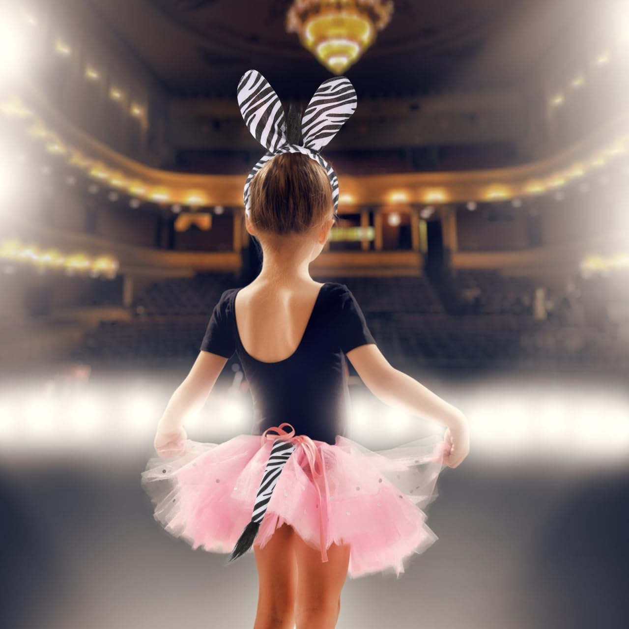 Zebra Costume Accessories Set - Headband, Tail, Hair for Kids Animal Cosplay - Jungle-Themed Parent-Child Clothing Headgear image number 3