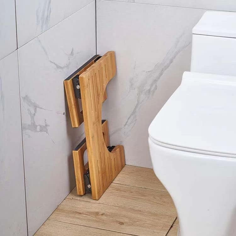 Bamboo Toilet Stool, Foldable Bamboo Bathroom Stool, Foldable Toilet Stool, Wood Bathroom Step Stool, Portable and Non-Slip.