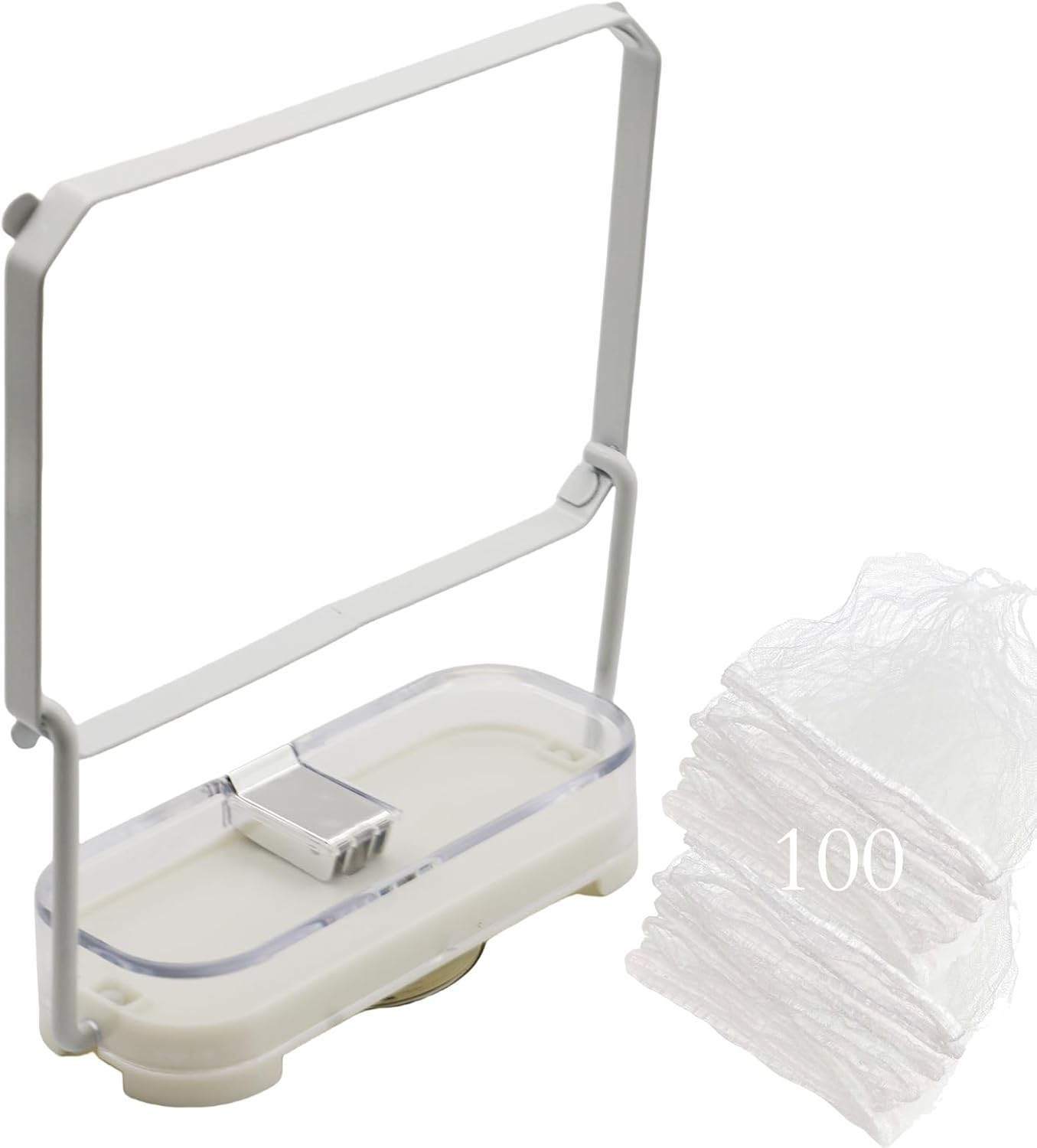 Rotatable Kitchen Sink Strainer With，100Pcs Filter Mesh Bags and Suction Cup Sink Strainer Rack Sink Filter Holder Sink Food Catcher Sink Waste Strainer for Kitchen Sink(White) image number 5