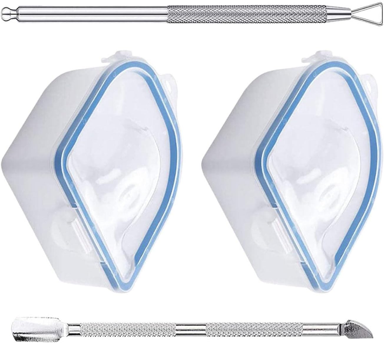 Koolsoo 2X Nail Soaking Bowls Nail Soak off Bowl Double Layer Professional Dip Powder Remover Tools Nail Art Tool for Hands Acrylic Nails Home Salon, Blue