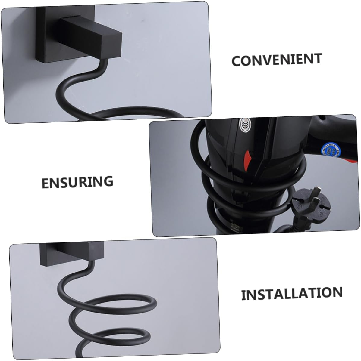 SAFIGLE Wall Hair Dryer Rack Stylish Modern Bathroom Organizer Sturdy Aluminum Stand image number 2