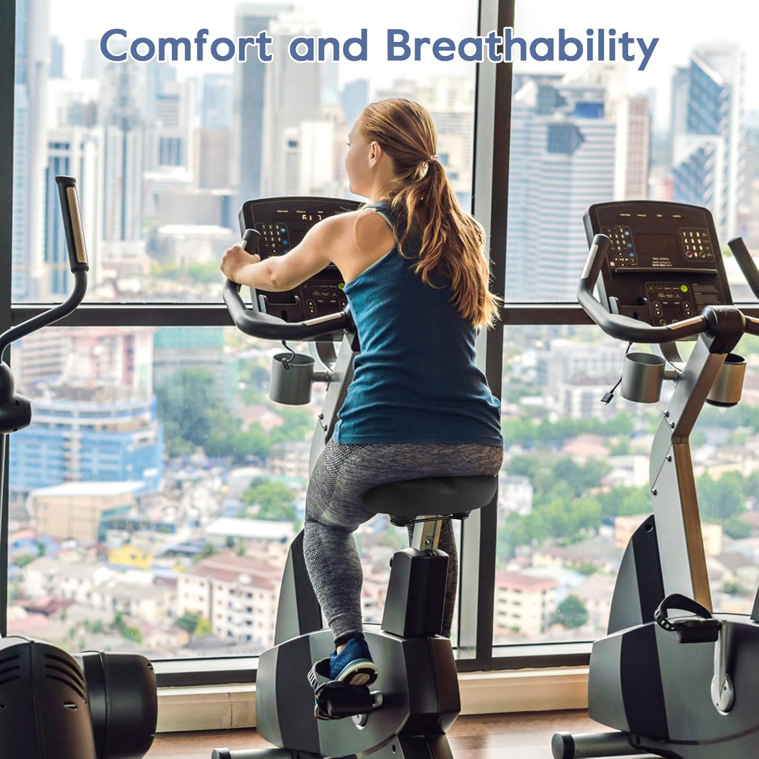 Bike Seat Cushion, Extra Soft Wide Exercise Bicycle Cushion for Bike Saddle, Fits Stationary Bikes, Indoor Cycling, Spinning image number 5