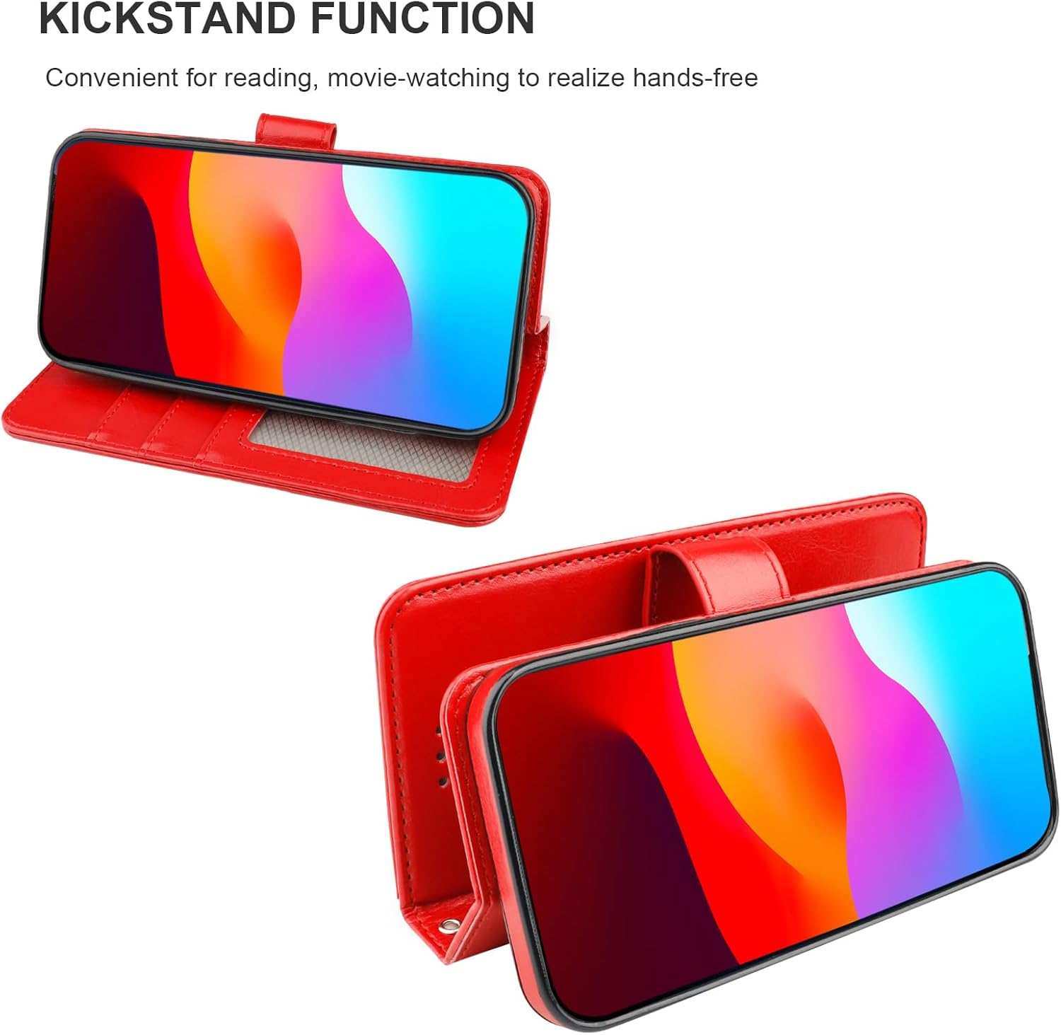 Bocasal Detachable Wallet Case for Iphone 15 Pro Max RFID Blocking Card Slots Holder Premium PU Leather Magnetic Kickstand Shockproof Wrist Strap Removable Flip Protective Cover 5G 6.7 Inch (Red) - Black image number 6