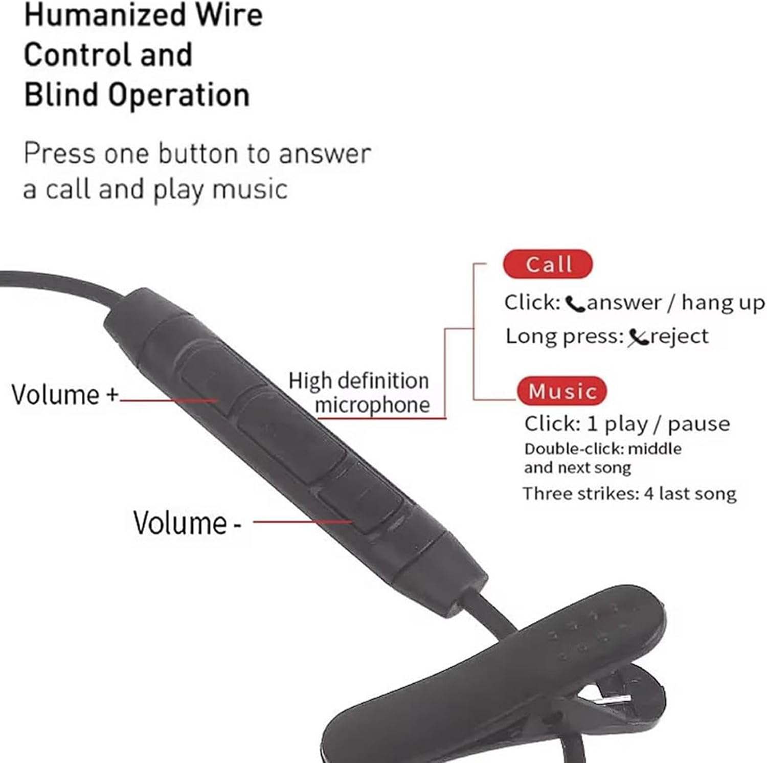 Single Side Earphone | Business Study Headset for Smartphone with Microphone | Single Ear Headphone Wire Control for Family, Coworkers, Students image number 3
