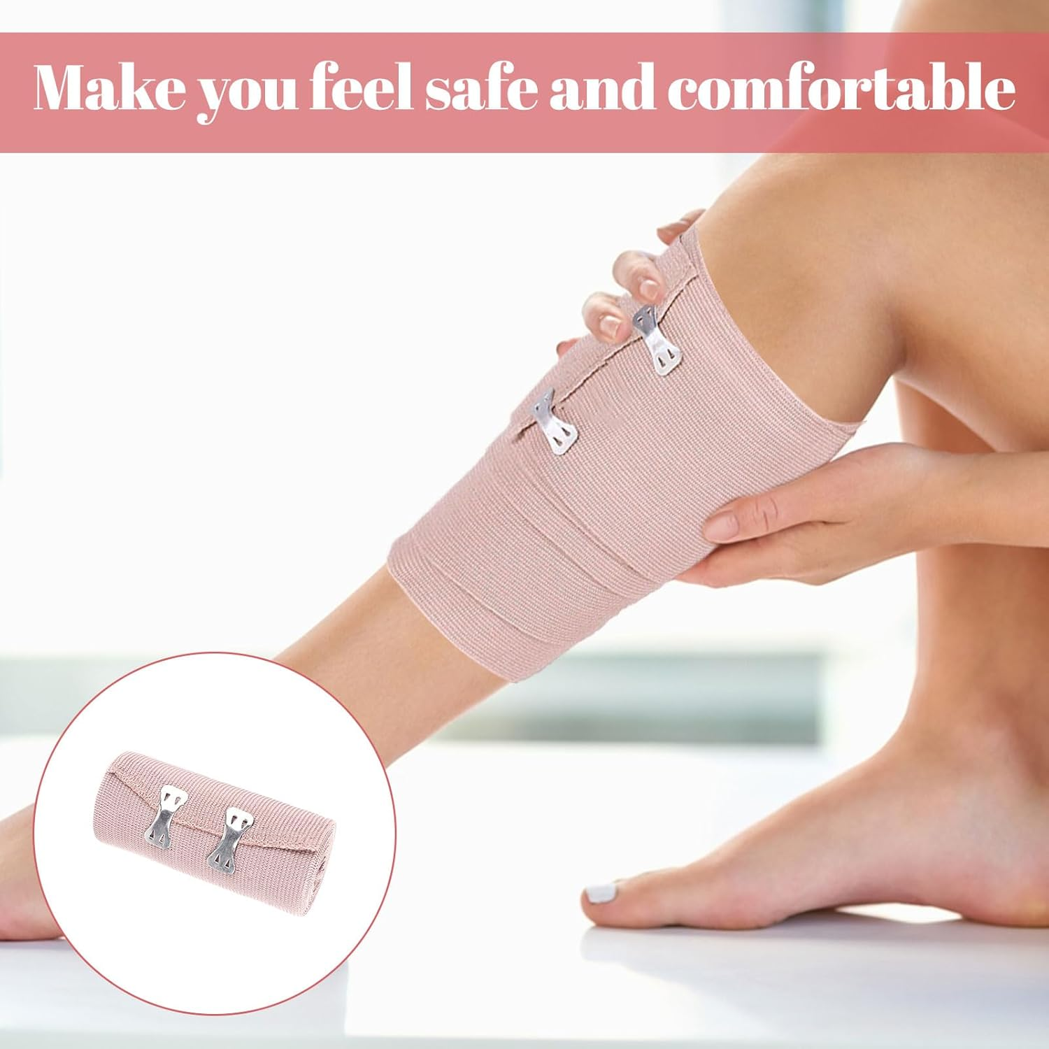 Bandages, 4Pcs Compression Bandage, Sports Bandage, Elastic Bandage Wrap, Compression Elastic Bandages, Durable Sport Support Bandag Es for Foot, Ankle, Wrist, Legs, Arm (4Inch X 15Ft) image number 5