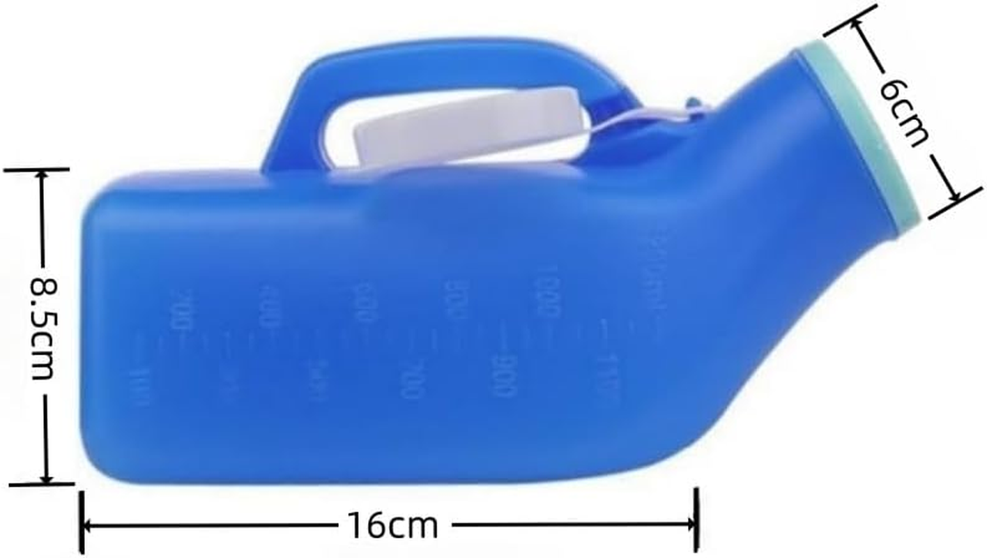 1200Ml Portable Urinal for Men,Large Capacity Urine Bottle with Lid, Easy-To-Use Pee Bottle for Elderly, Travel & Night Use, Clear Measurement Markings, Anti-Spill Design, with Handle,Perfect for Those with Limited Access to Toilets(Blue） image number 3