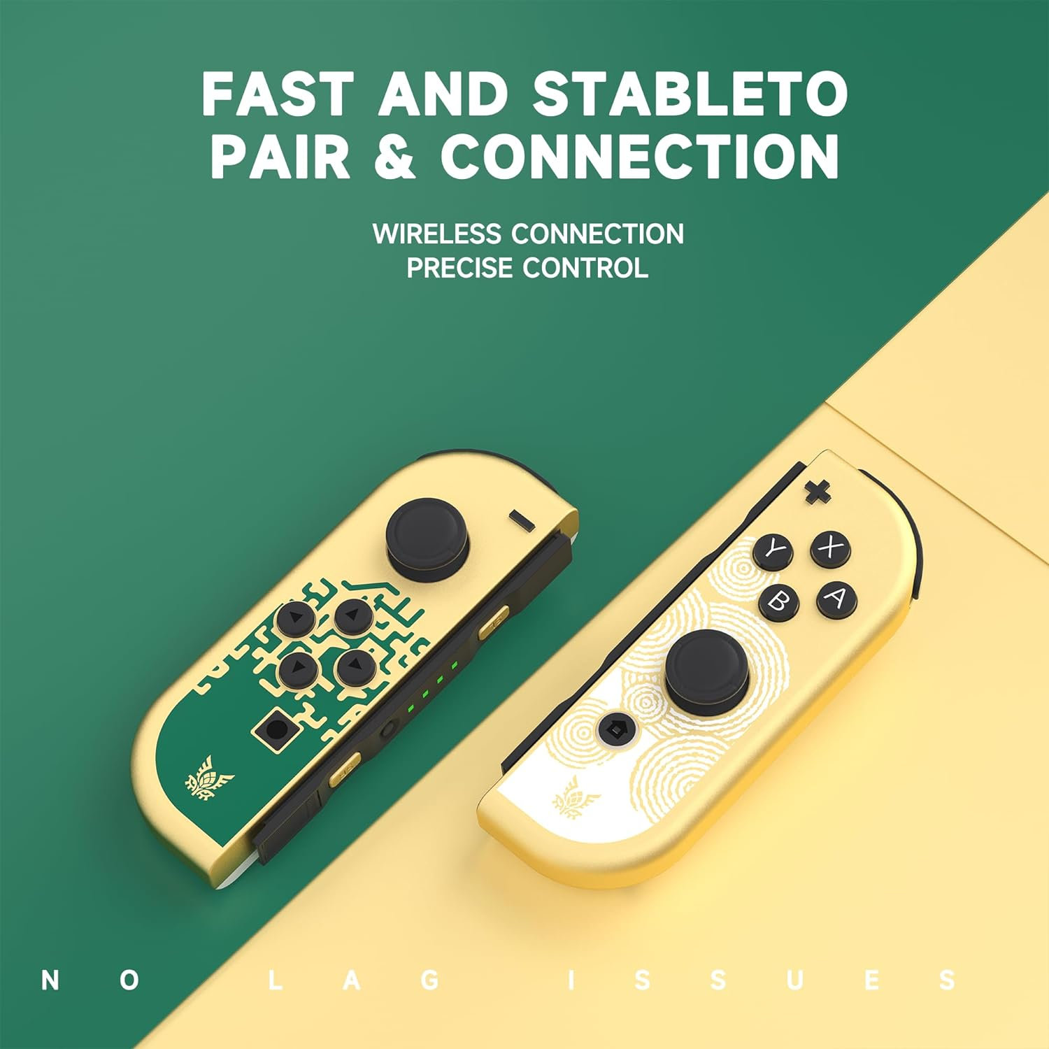 YKASEK Joy Cons for Switch Controllers, Wireless Replacement Joycons, Left and Right Controllers Joycon Support Sports Dual Vibration/Wake-Up/Motion Control (Gold image number 5