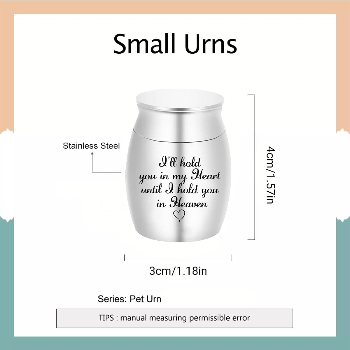 AIMALL Mini Stainless Steel Urn for Pet and Loved Ones' Ashes, Personalized Memorial Keepsake, Small Pet Ashes Pot, Perfume Bottle Design for Dogs, Cats, Birds, and Rabbits, Durable and Compact image number 1