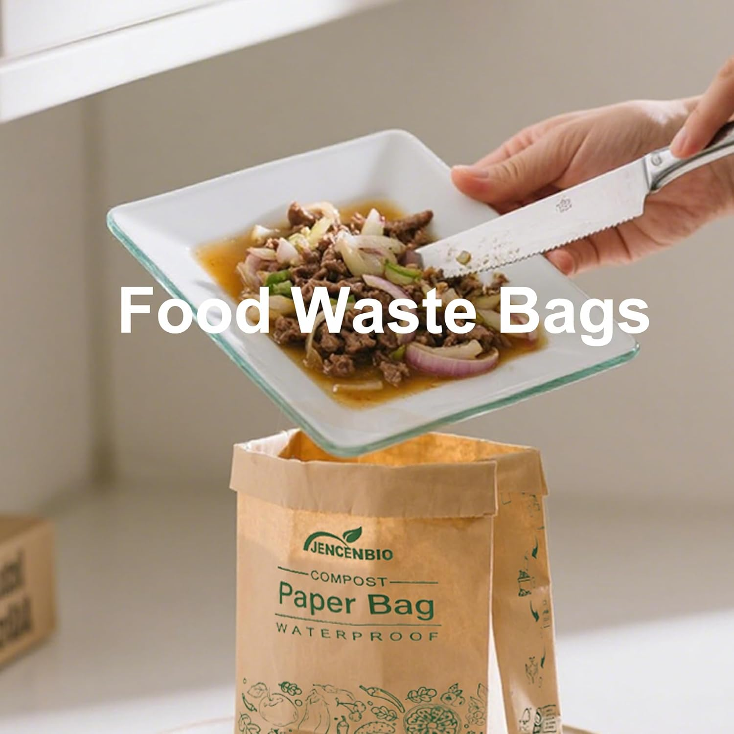 Compostable Paper Bag Leakproof Kitchen Food Waste Bag 35 Bags Waterproof Bin Liner with BPI Certified image number 3