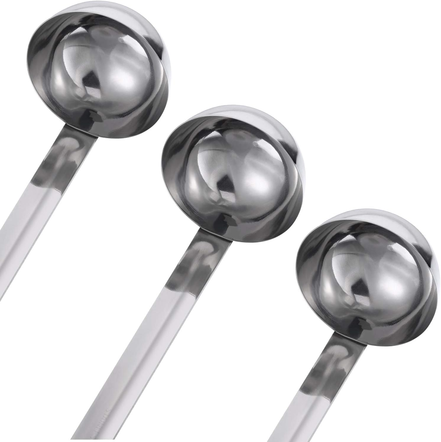Meekoo 3 Pieces Stainless Steel Ladle Soup Handle Ladle with Pouring Rim for Kitchen Cooking Soup Sauce (2 Oz) image number 5