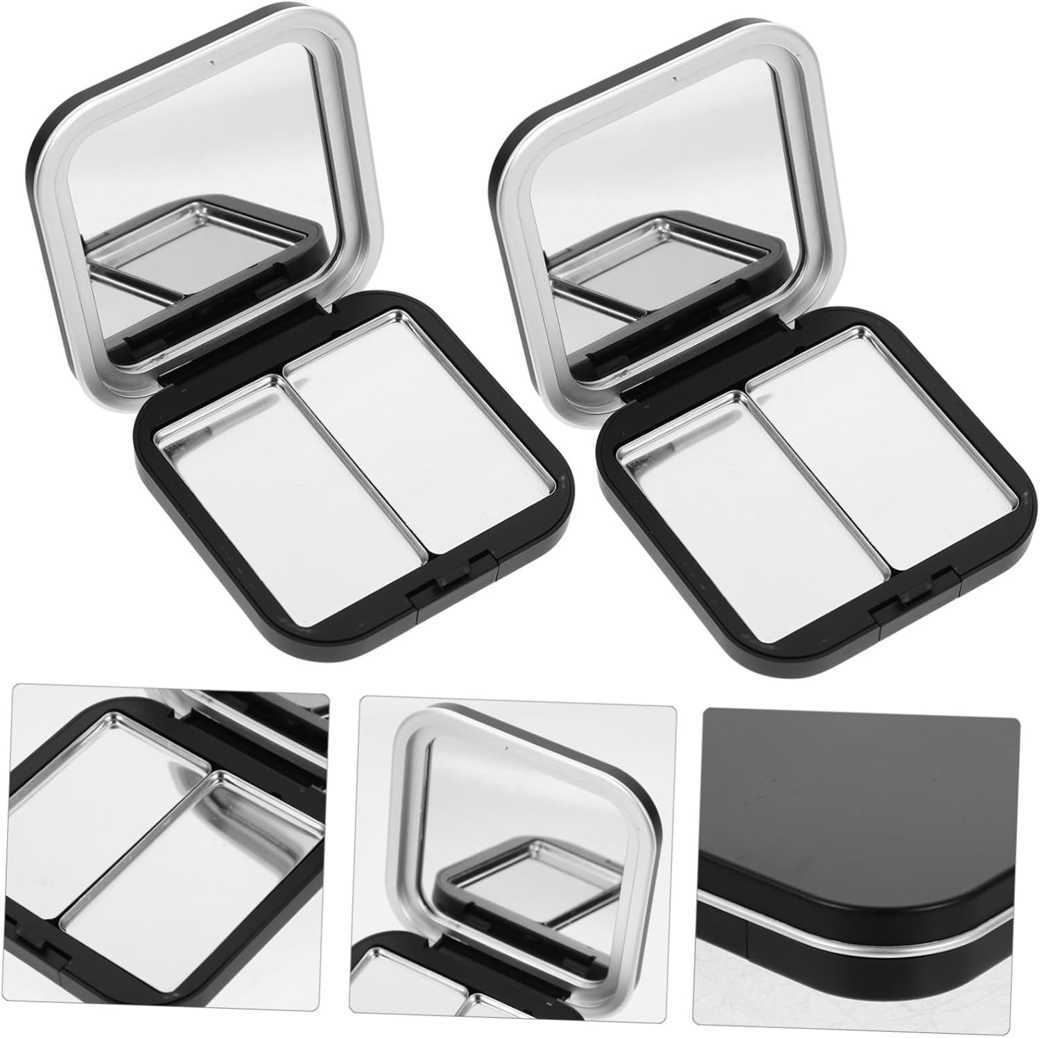 Minkissy 2Pcs Eye Shadow Box Empty Eyeshadow Container Seinte Makeup Eyeshadow Sample Containers Cosmetic Lipstick Tray Compact Eyeshadow Palettes Fixies Travel Loose Powder Iron Blush - Black 2 image number 6