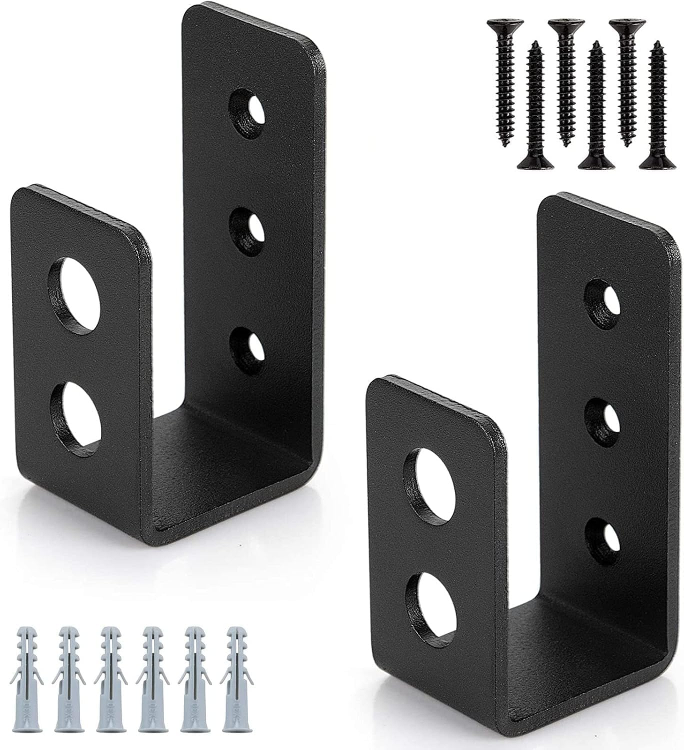 2X4 Door Barricade Brackets Security Bar U Bracket Heavy Duty Devices Night Lock Door Barricade Door Reinforcement for Tool Hanger/Shed/Garage/Gate (2)