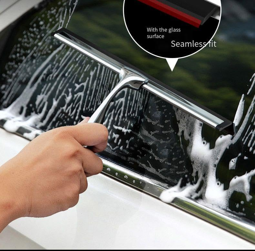 Shower Squeegee Stainless Steel Shower Wiper Shower Scraper with Hanging Hooks, Window, Car Mirror and More (Silver, One Size) image number 4