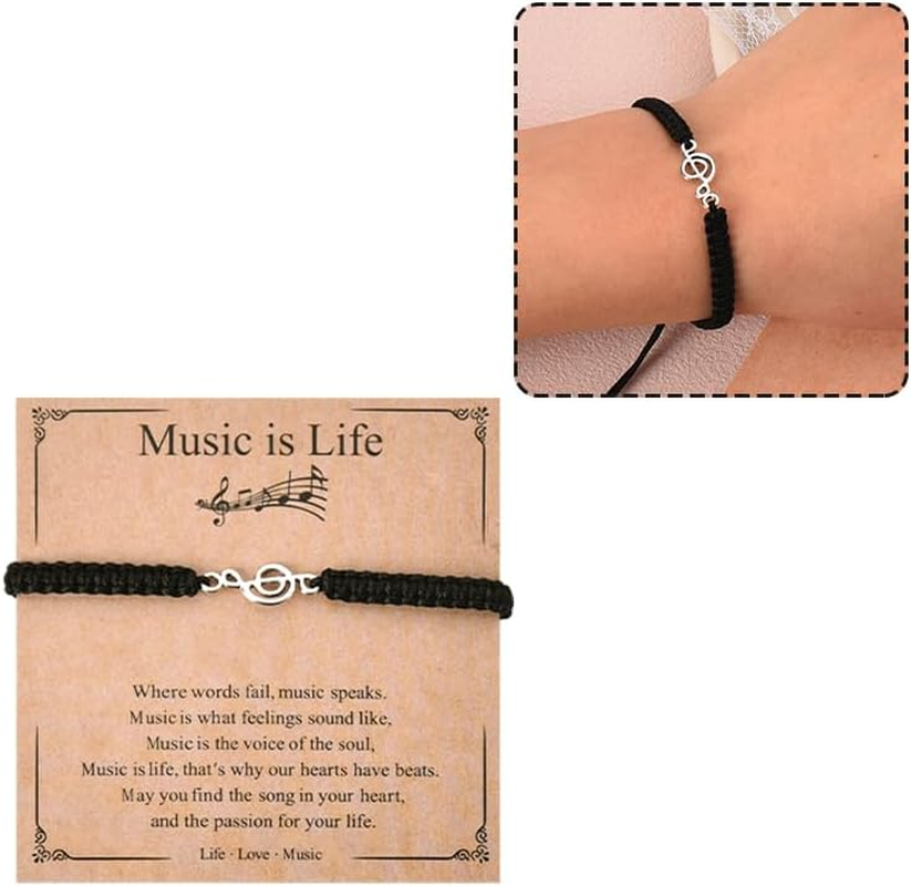 Music Is Life Bracelets for Women Men - Woven Rope Bracelet Gifts for Musicians, Lovers, Teachers, Students - Birthday Graduation Music Note Jewelry image number 5