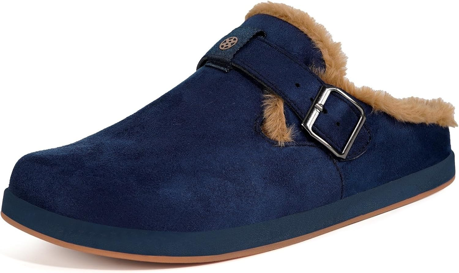 Fur Lined Clogs for Women Men Suede Winter Slippers Arch Support Slip on Mules Potato Shoes with Removable Cushion Footbed Warm Home House Shoes, Deep Blue, 7.5 Women/6 Men image number 4