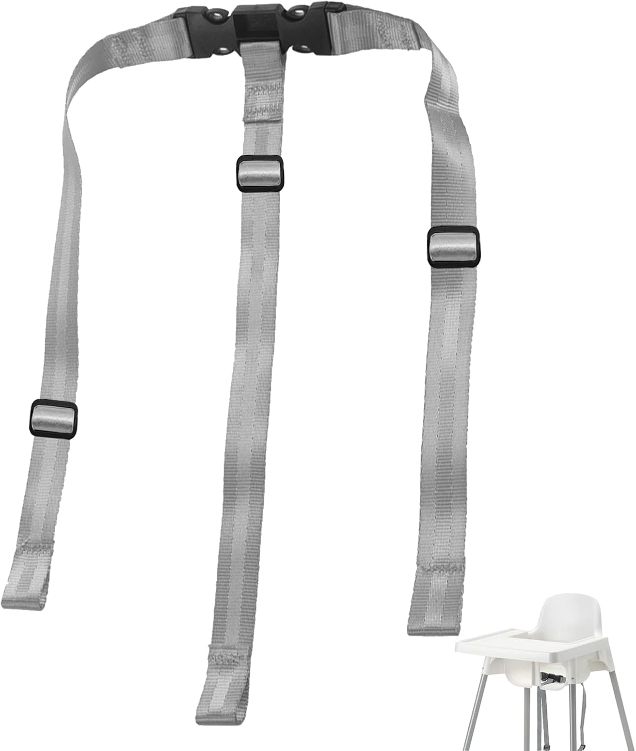 High Chair Straps, High Chair Harness Compatible with IKEA, Harness Safety Belt, Adjustable Baby Kid Safe Belt, Spare Parts 3 Point Safety Straps for IKEA Antilop Protect Children'S Security(Grey) image number 1