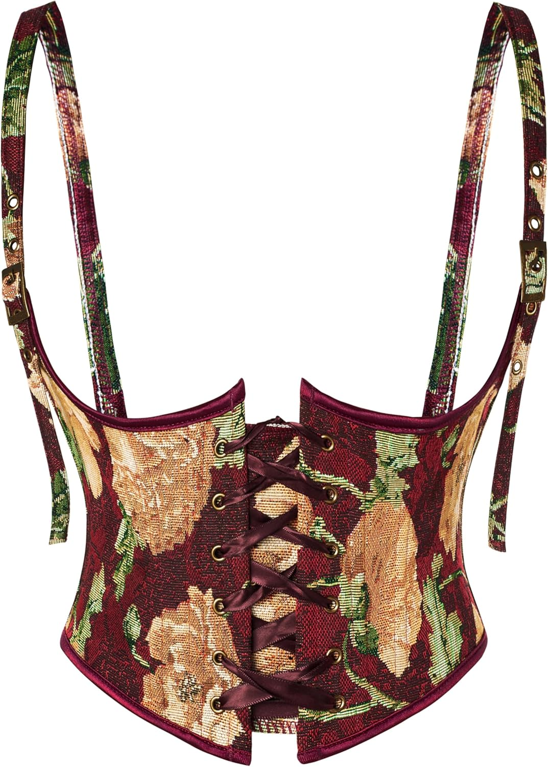 Scarlet Darkness Corset Belt for Women Floral Lace up Boned Underbust Corset Waist Belts