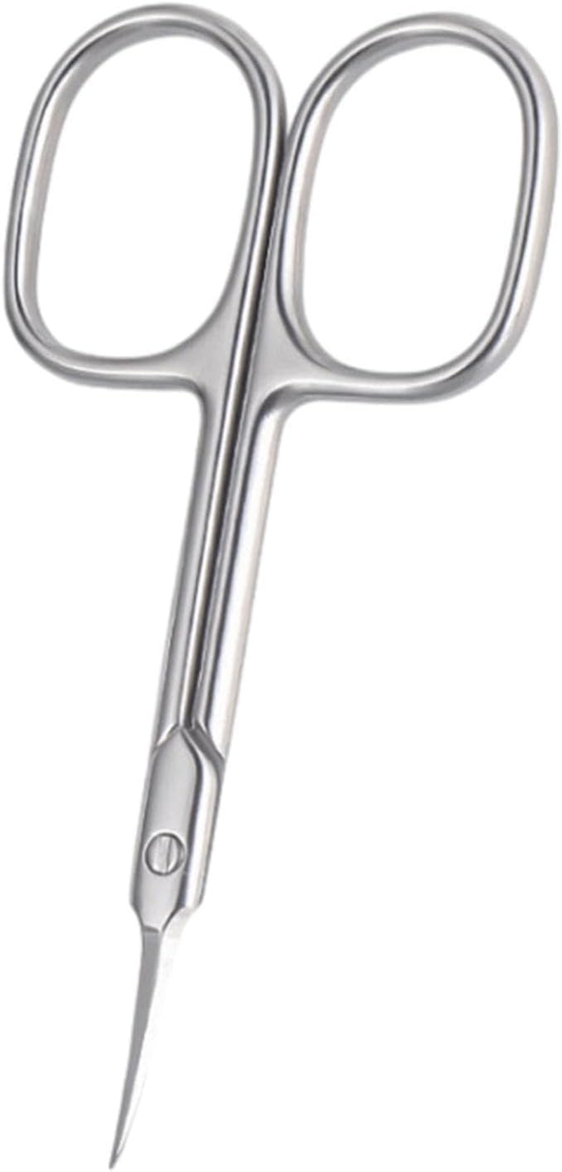 BUNIQ Stainless Steel Curved Eyebrow Scissors | Extra Fine Curved Eyebrow Scissors for Women | Beard/Nose Hair/Mustache/Eyelash Grooming Tool | Silver image number 3