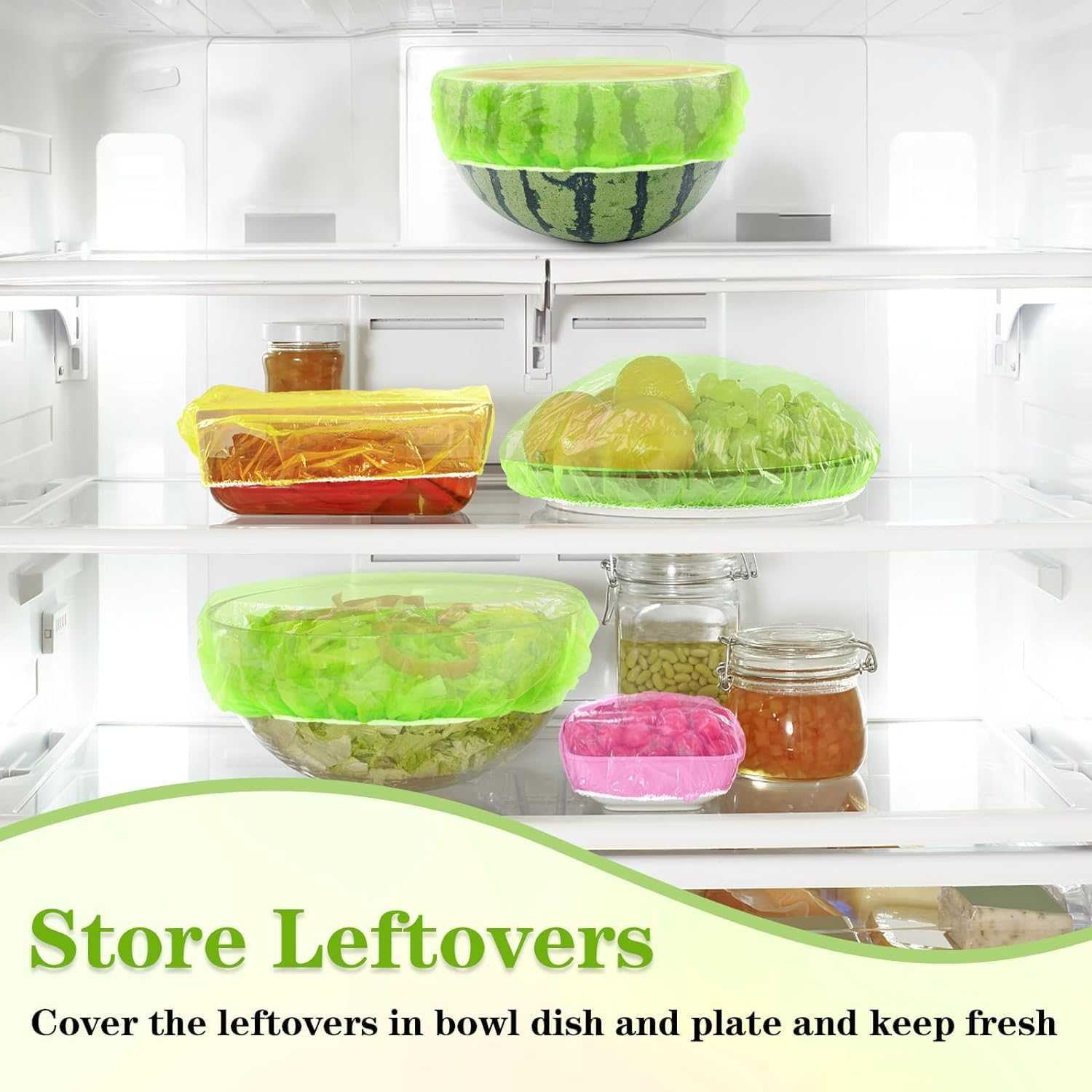 60 Reusable Elastic Food Bowl Storage Covers, Food Covers, Variety of 3 Translucent Stretchable Sizes and Colorful Dish Plate Covers, for Kitchen, Outdoor Picnic, BPA Free (3 Sizes) image number 3