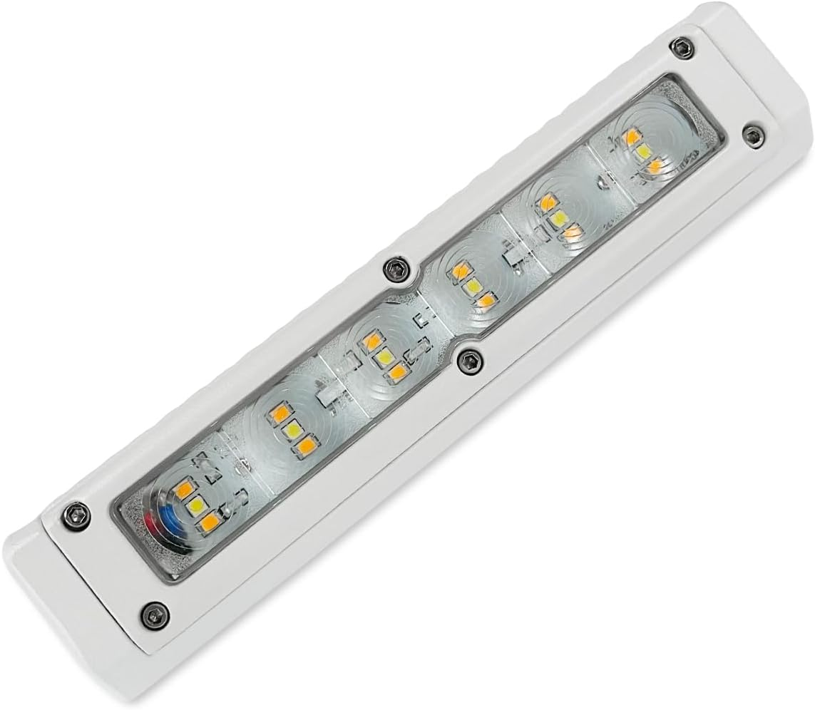 Dream Lighting 12Volt LED Interior Exterior Awning Strip Lights Cool White/Amber Waterproof IP65 Camping Wall Porch Lamp for RV Caravan Motorhome Campervan Boat Marine Yacht White Shell 11W