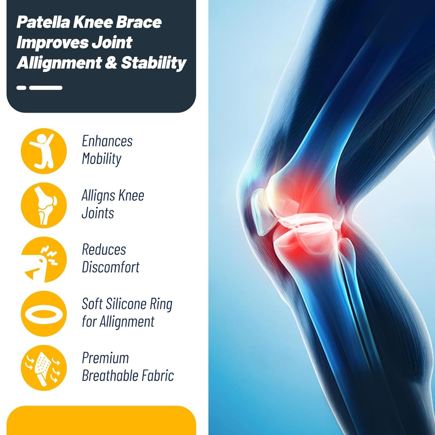 Wellknee Knee Brace 2 Pack for Men & Women: Knee Support & Compression Sleeve for Meniscus Tear, Arthritis, ACL - Volleyball Knee Pads, Knee Sleeves for Weightlifting Hiking Running Patella Support (Black, S/M) image number 5