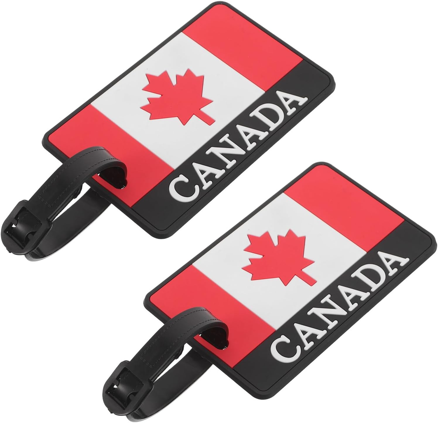 TEHAUX 2Pcs Canada Flag PVC Luggage Tags Attached Strap for Airplane Travel Essentials, Privacy Protection Bag Identification Tags for Suitcase and Backpack image number 4