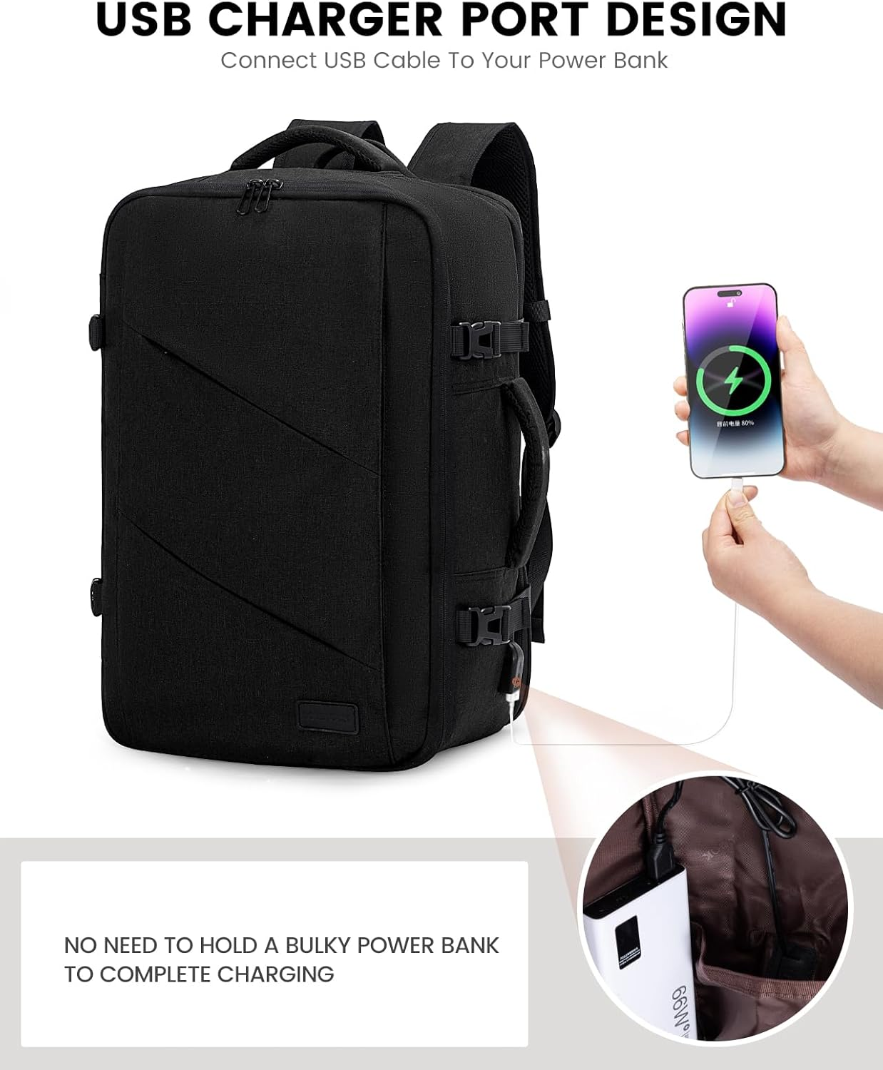 LOVEVOOK Travel Carry on Backpack, Large 40L Personal Item Travel Bag for Men & Women Flight Approved with 3 Packing Cubes, Suitcase Water Resistant Luggage Daypack Business Weekender Bag image number 1