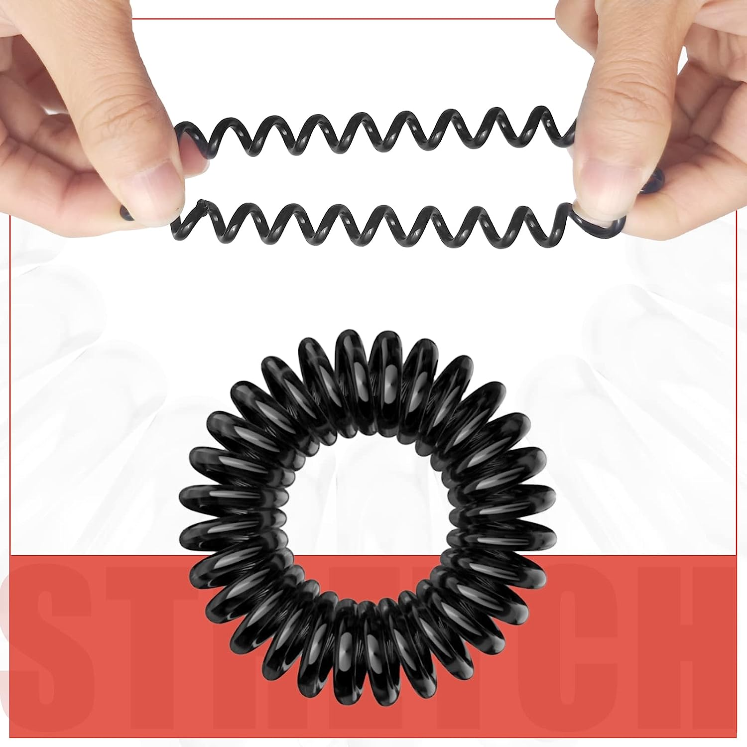 FLAFARY Spiral Hair Ties, 9Pcs Black Hair Elastics for Women, Coil Elastic Hair Ties for Thick Hair, Hair Coils Rubber Bands Phone Cord Hair Bobbles for Ponytail Holders - Brown image number 3