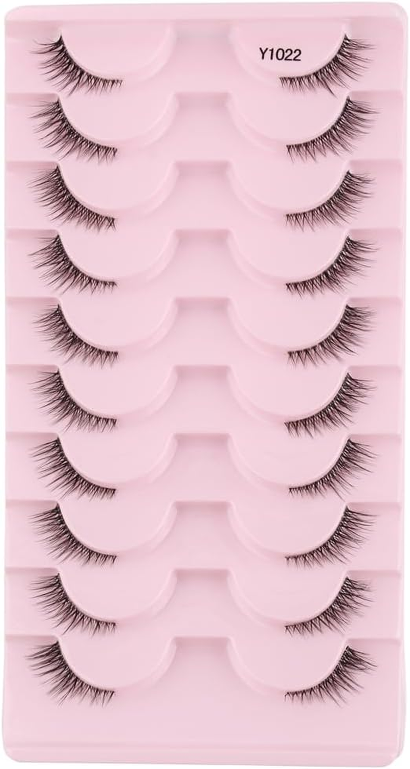 SULV I1016-1028# Series,10 Pairs Pack False Eyelashes Cat Eye Faux Mink Lashes Natural Look Fluffy Wispy Lashes That Look like Extensions D Curl Lash Strips Short Fox (10 Pairs Pack -Y1026) image number 3