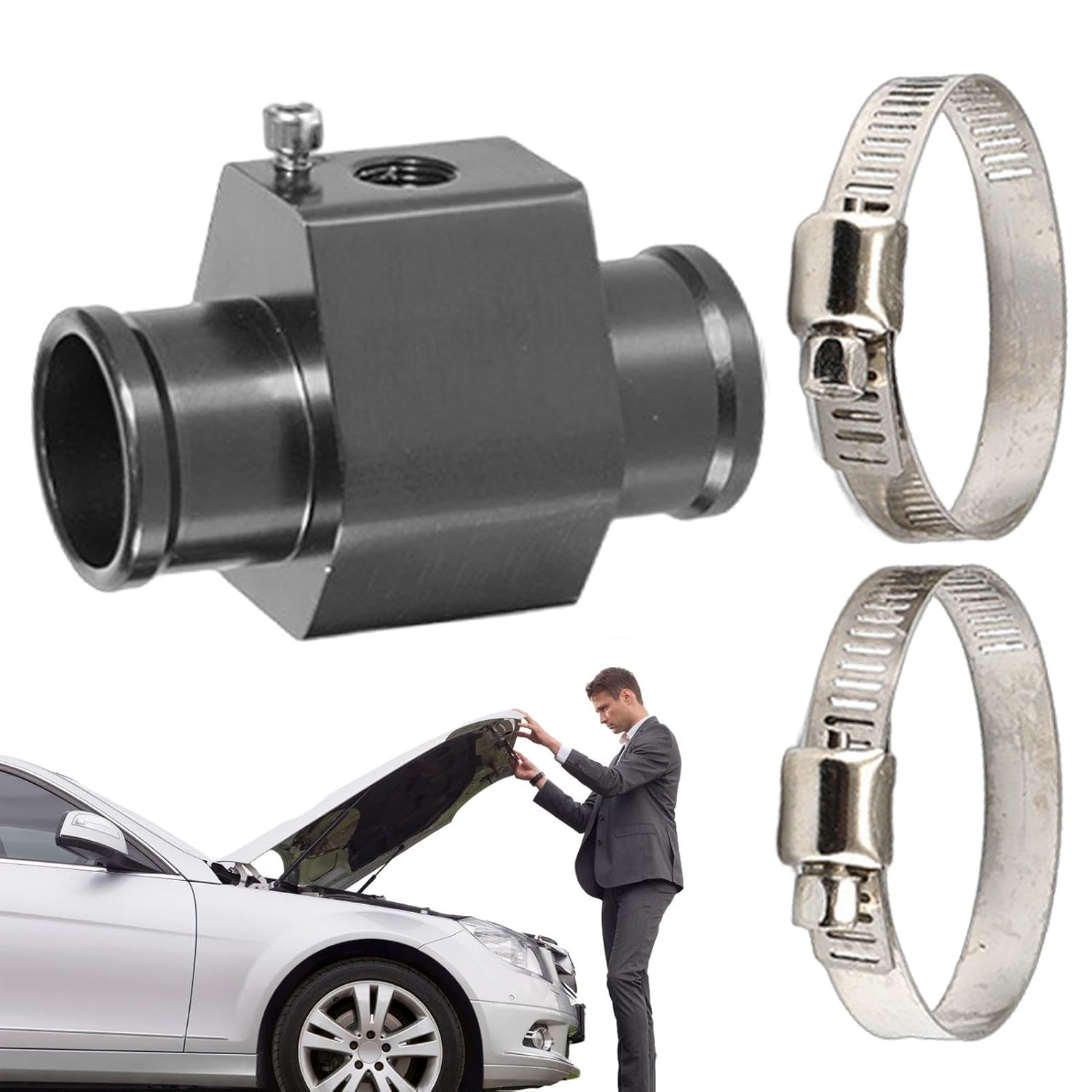 Joint Pipe Gauge, Water Temp Joint Water Sender Adapter Thermostat Sensor, Water Coolant Temperature Gauge Joint Pipe Adaptor for Vehicle