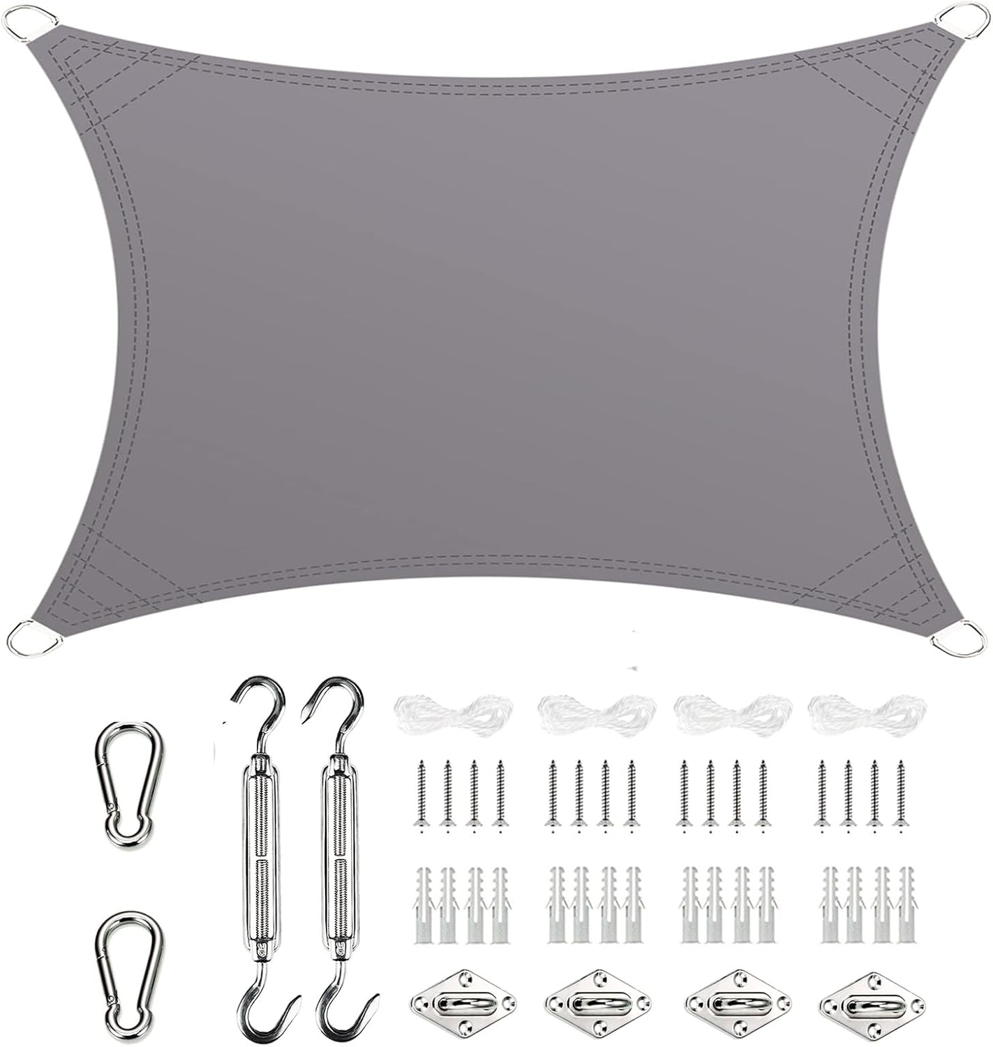 4Mx5M Rectangle Waterproof Sun Shade Sail 95% UV Block Sun Shades Canopy with Hardware Fixing Kit Double Stitched,Rip Resistant,Canopy Awning Shelter for Outdoors,Garden,Yard,Party and Facility(Grey) image number 4