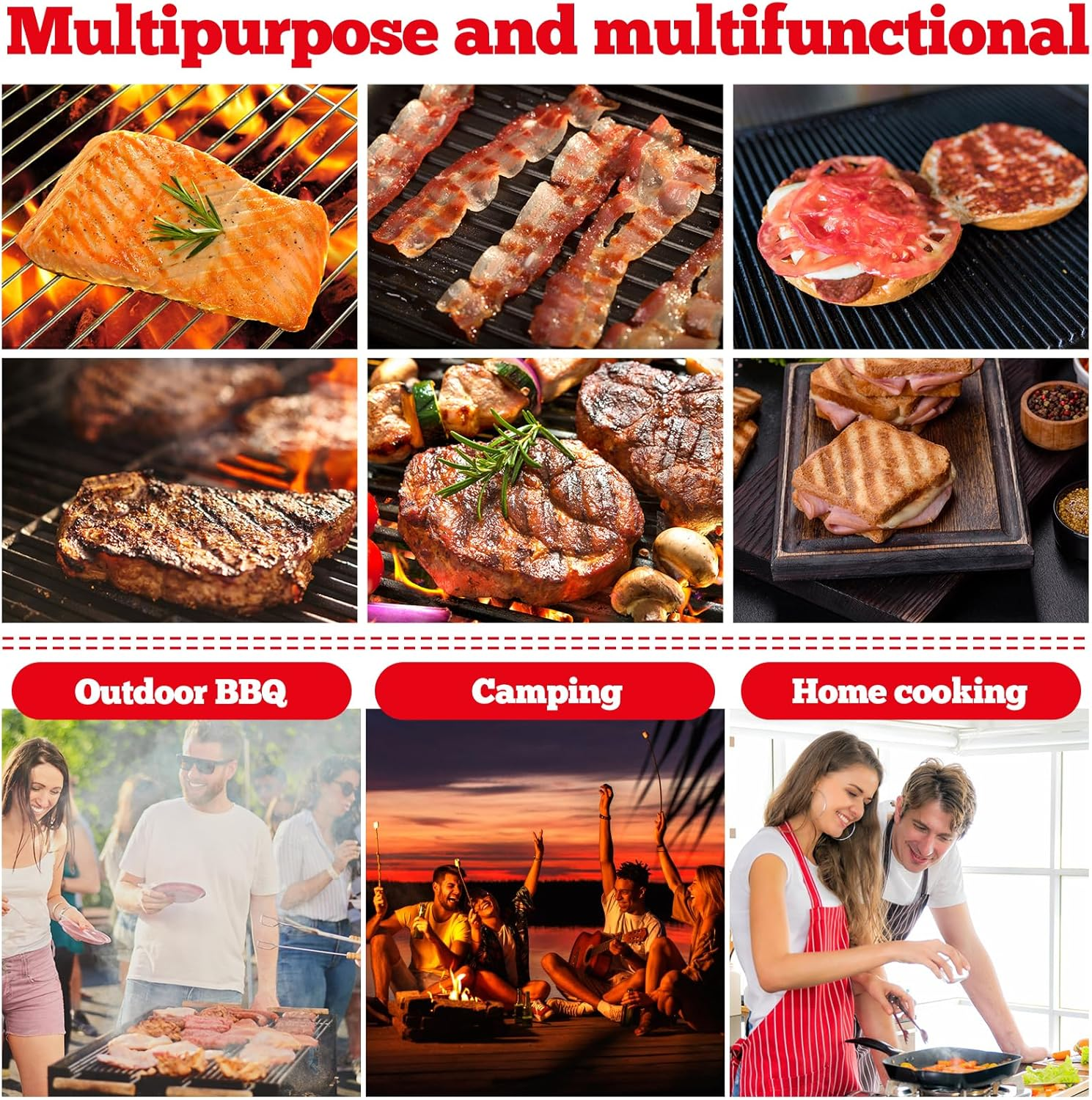 Premium Cast Iron Burger Press, Heavy Duty Hamburger Press W/Heat Resistant Handle, Perfect Burger Press, Meat Press, Bacon Press, for Griddle, Meat Press, BBQ Grilling Accessories image number 4