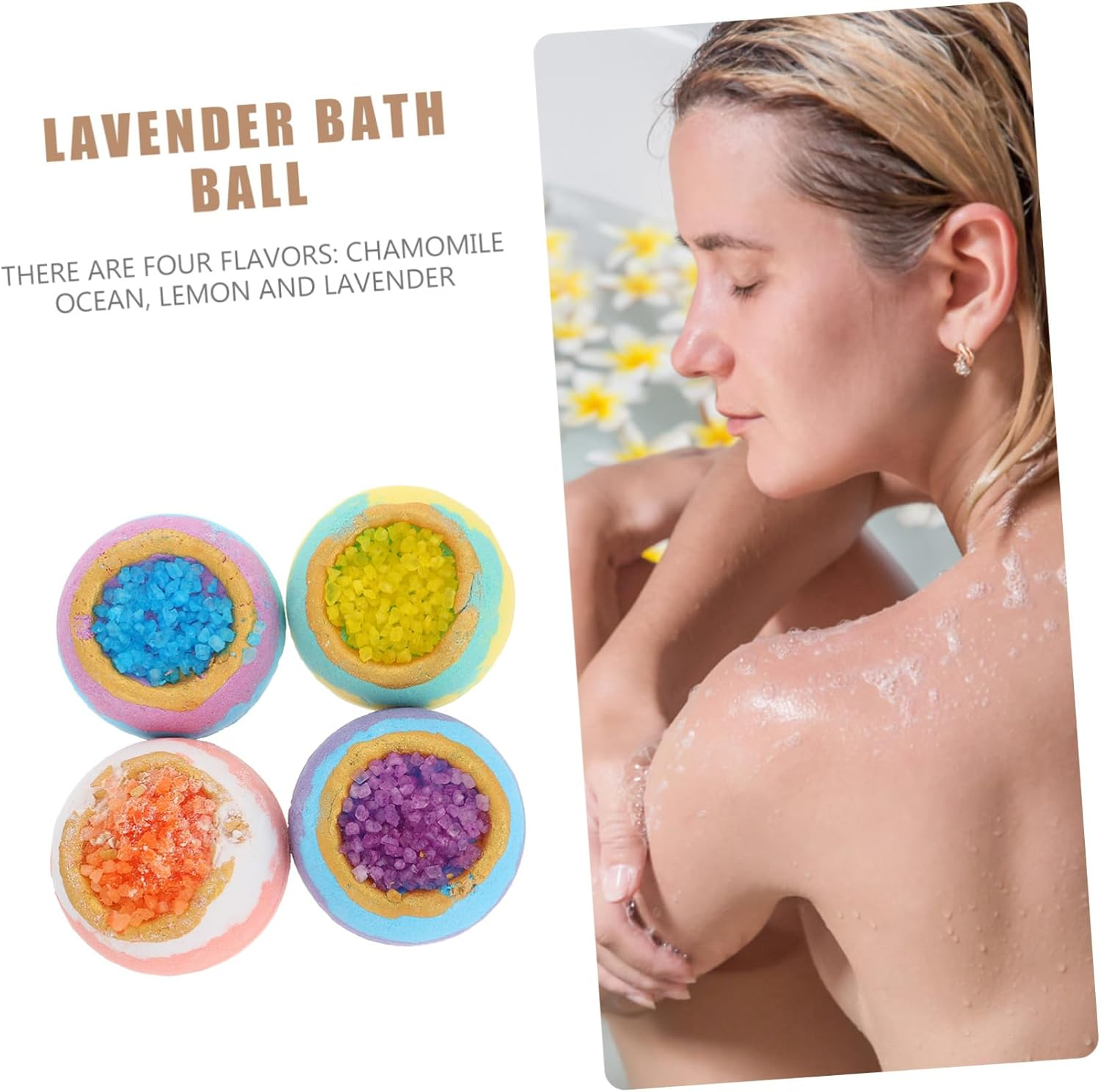IWOWHERO 4Pcs Boys and Girls Bubble Dead Sea Bath Balls Exfoliating Moisturizing for Rejuvenating Skin image number 3