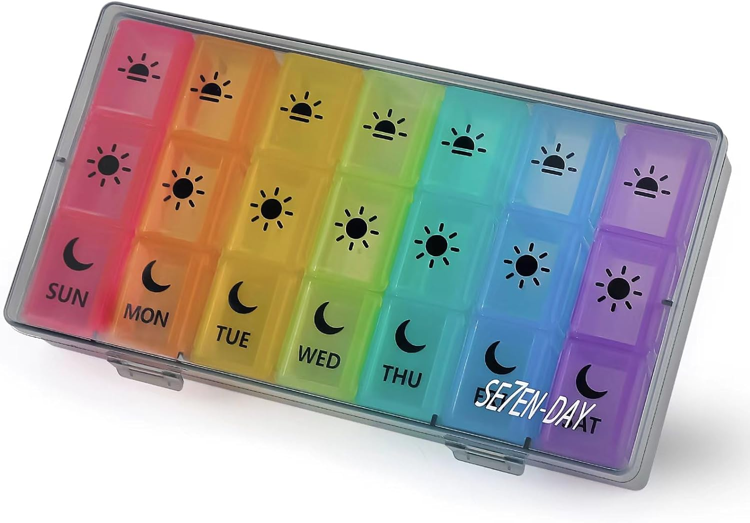 Weekly Pill Organizer,3-Times-A-Day 7 Day Pill Box Large Compartments Moisture-Proof Pill Case Medication Reminder Portable Travel Container for Vitamins Fish Oil Compartments Supplements