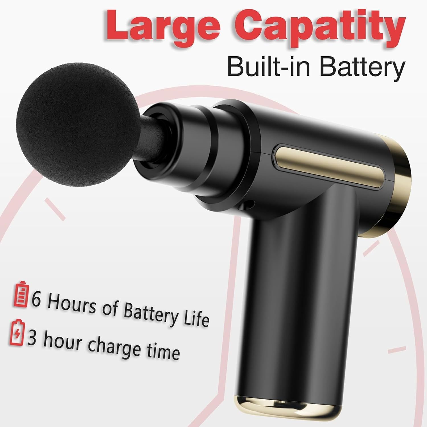 Cotsoco Massage Gun Deep Tissue,Powerful and Quiet Massage Gun with 4 Heads & 6 Speed Levels, Quiet Brushless Motor, Type-C Charging, with Carry Case, Handheld Portable Body Massager Gun Ideal Gifts image number 4