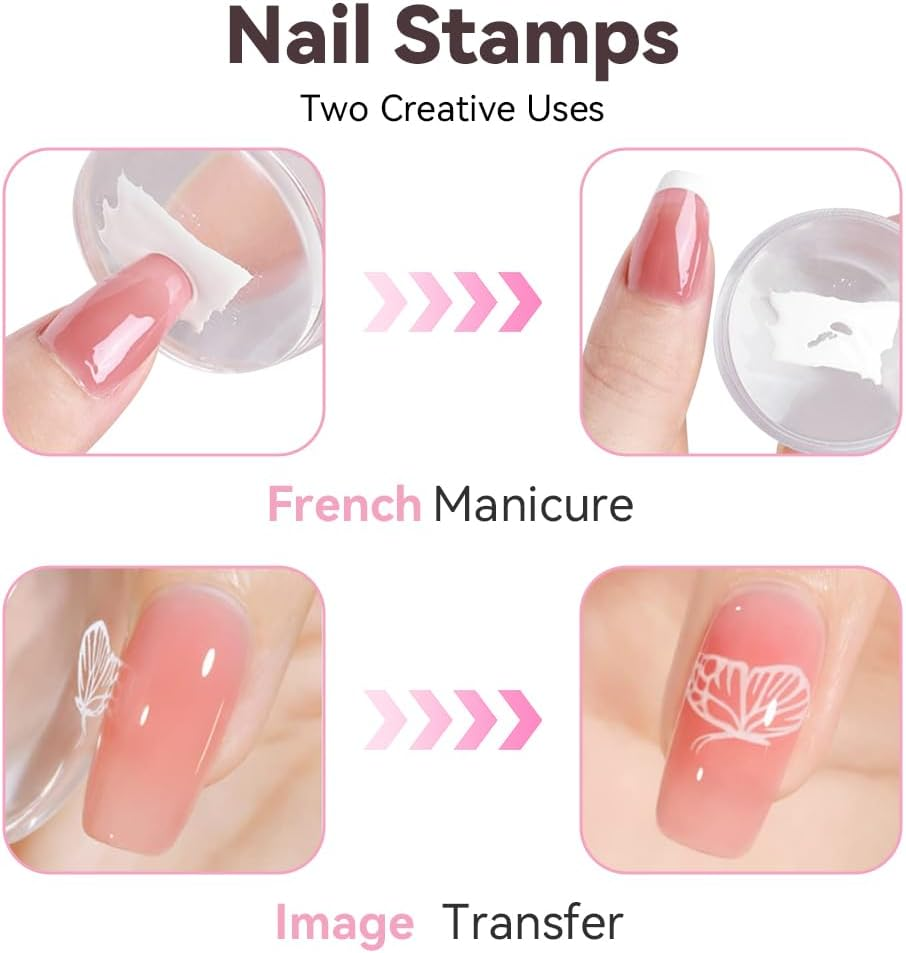 LOPHE Nail Stamp, 4 Pieces Silicone Nail Stamps with Scraper, French Nails Stamper Nail Stamp, Nail Art Accessories for the Perfect French Look image number 3