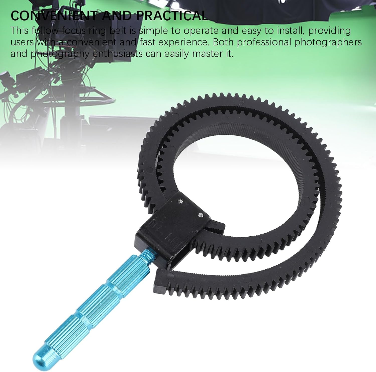 Follow Focus Belt, Camera Focusing Follow Focus Zoom Lens Lever for DLSR, Adjustable from 49Mm to 82Mm, Rubber Flexible Gear Belt with Adjustable Handle image number 1
