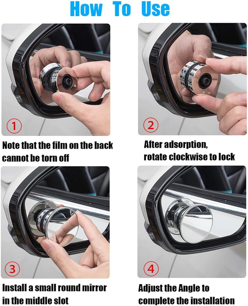 Yakamoz 2Pcs Blind Spot Mirror, 2" round HD Glass Frameless Convex Rear View Mirrors Adjustable 360&deg;Rotate Wide Angle Exterior Accessories for All Universal Vehicles Car image number 5